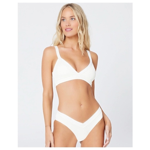 L* Space | Ribbed Pratt Bikini Bottom Classic In White | XL - Picture 1 of 13